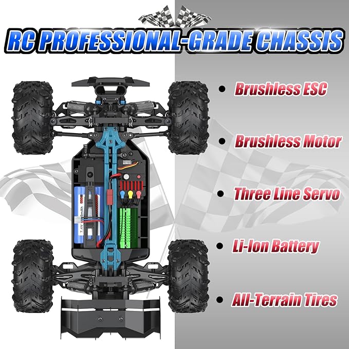 ScharkSpark Brushless RC Car for Adults, Max 70 KPH Fast , 4WD,1:16  RC Monster Truck,16102pro