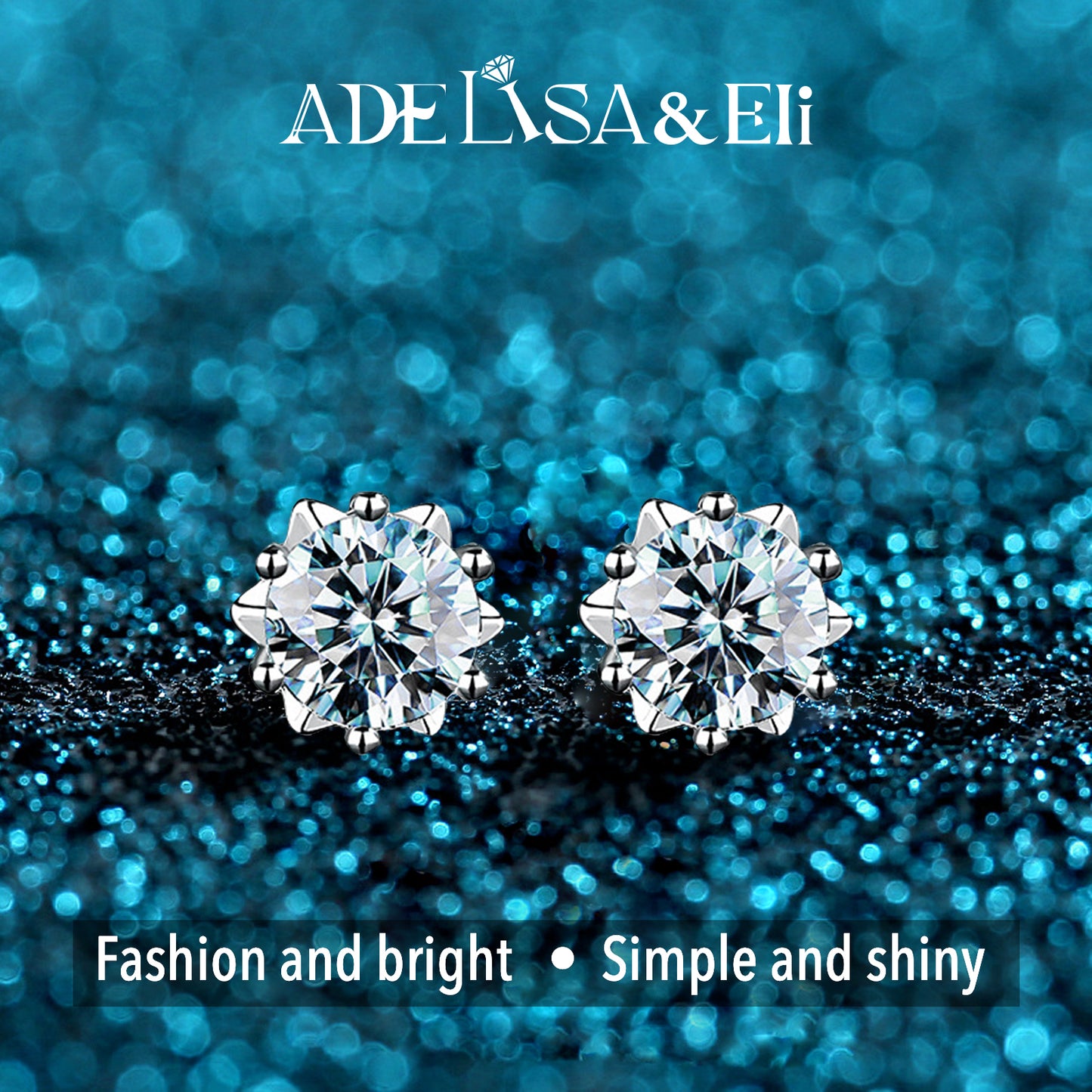 Adelisea&Eli Moissanite Stud Earrings, 1ct