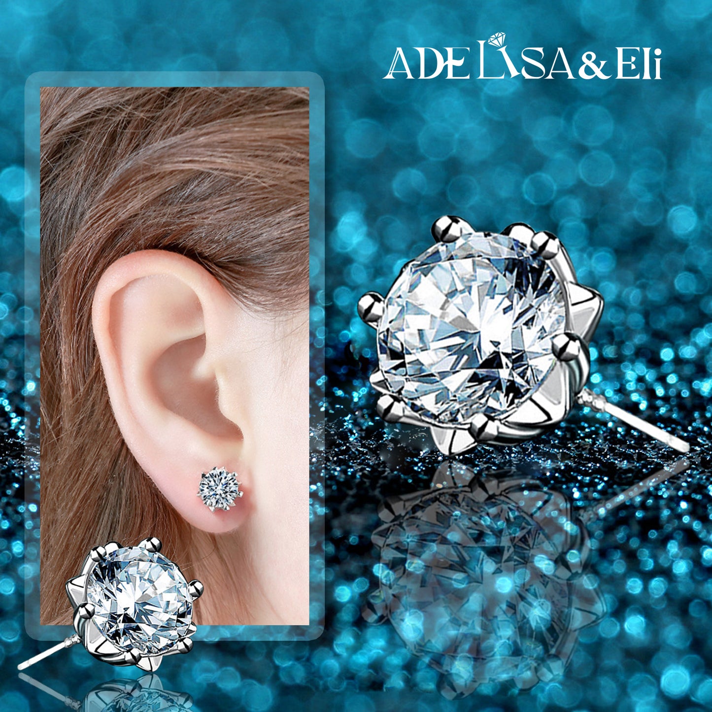 Adelisea&Eli Moissanite Stud Earrings, 1ct