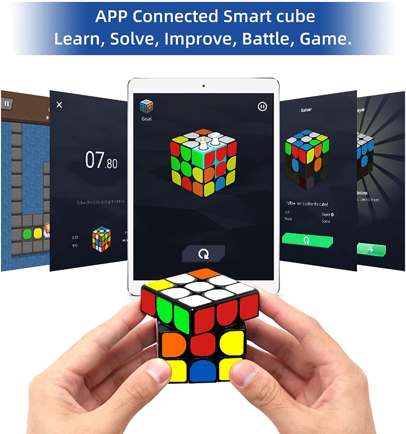 GiiKER Electronic Bluetooth Speed Cube i3s, Real-time Connected STEM Smart Cube 3x3 for All Ages, Companion App Support Online Battle with Cubers Across The Globe, with Exclusive Charger