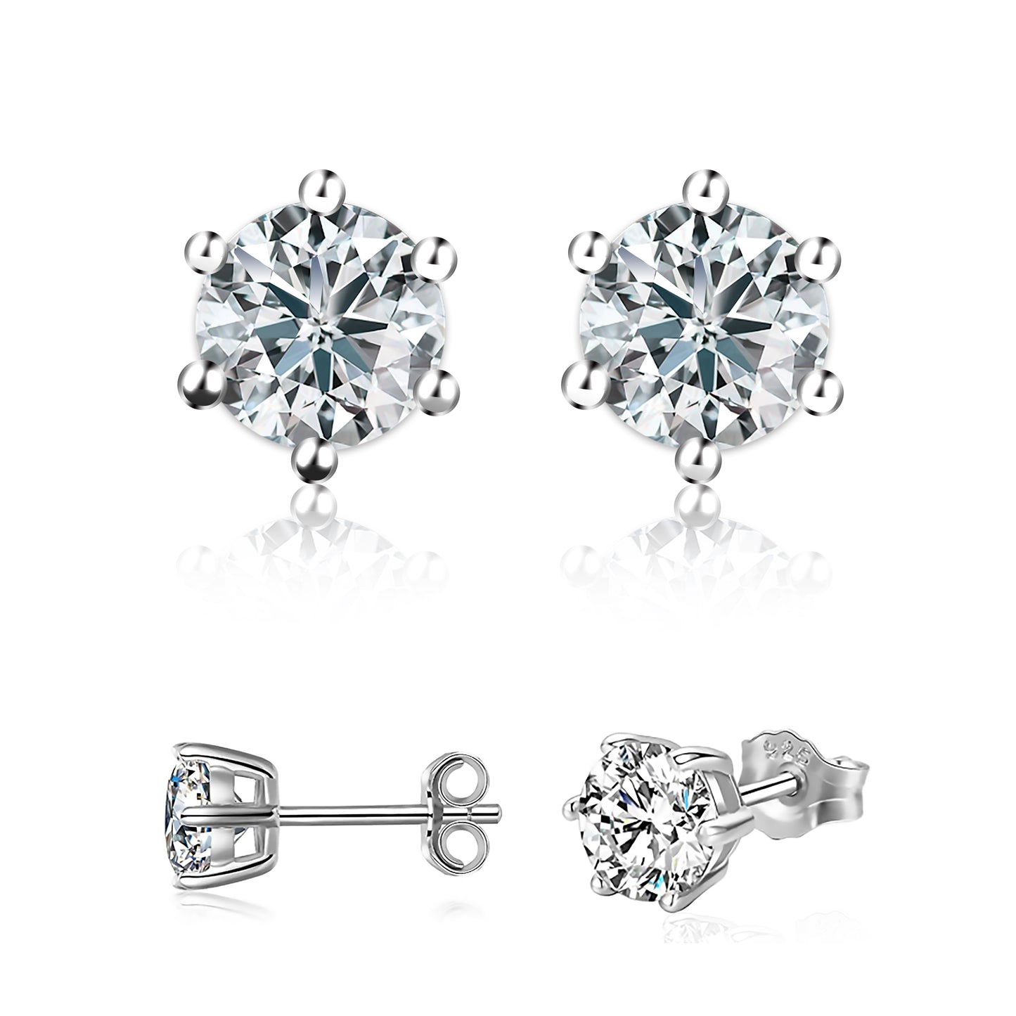 Adelisea&Eli Moissanite Stud Earrings, 1ct.A&E002