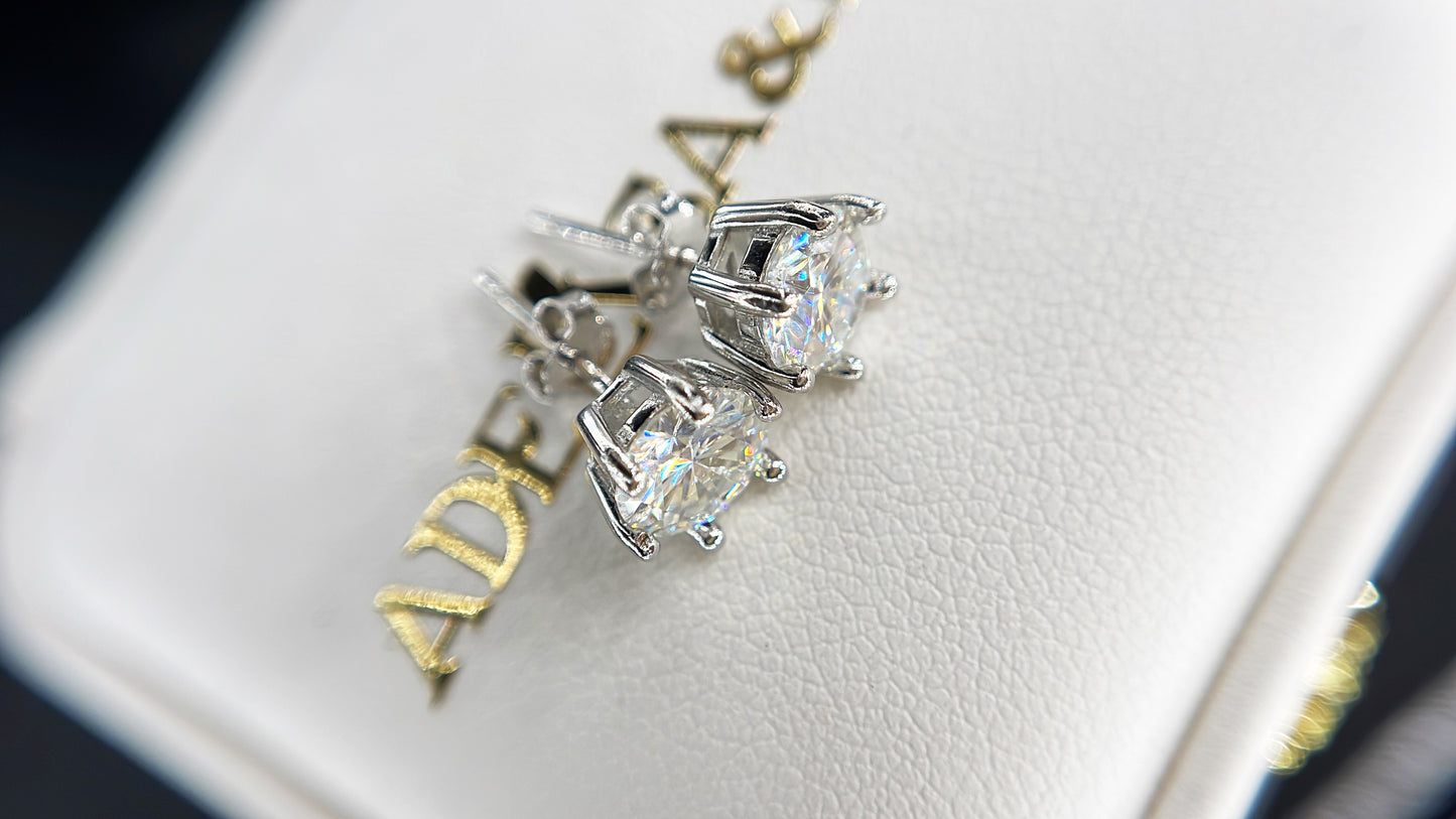 Adelisea&Eli Moissanite Stud Earrings, 1ct.A&E002