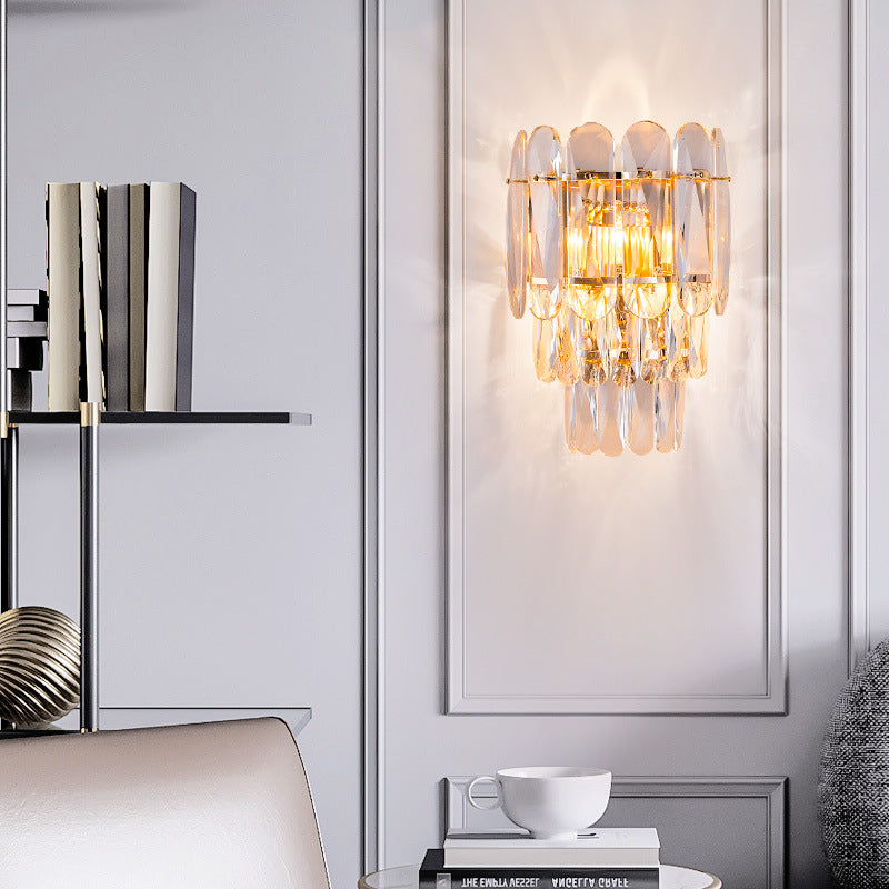 SURPASSING LIGHTING K9 Artificial Crystal Wall Light Bedroom Living Room LED Three Changeable Colors 3000K 4300k 6000k