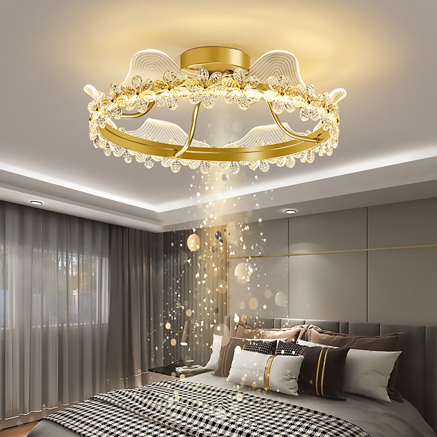 Surpassing Lighting Bedroom crystal ceiling lamp Nordic Light luxury creative personality simple