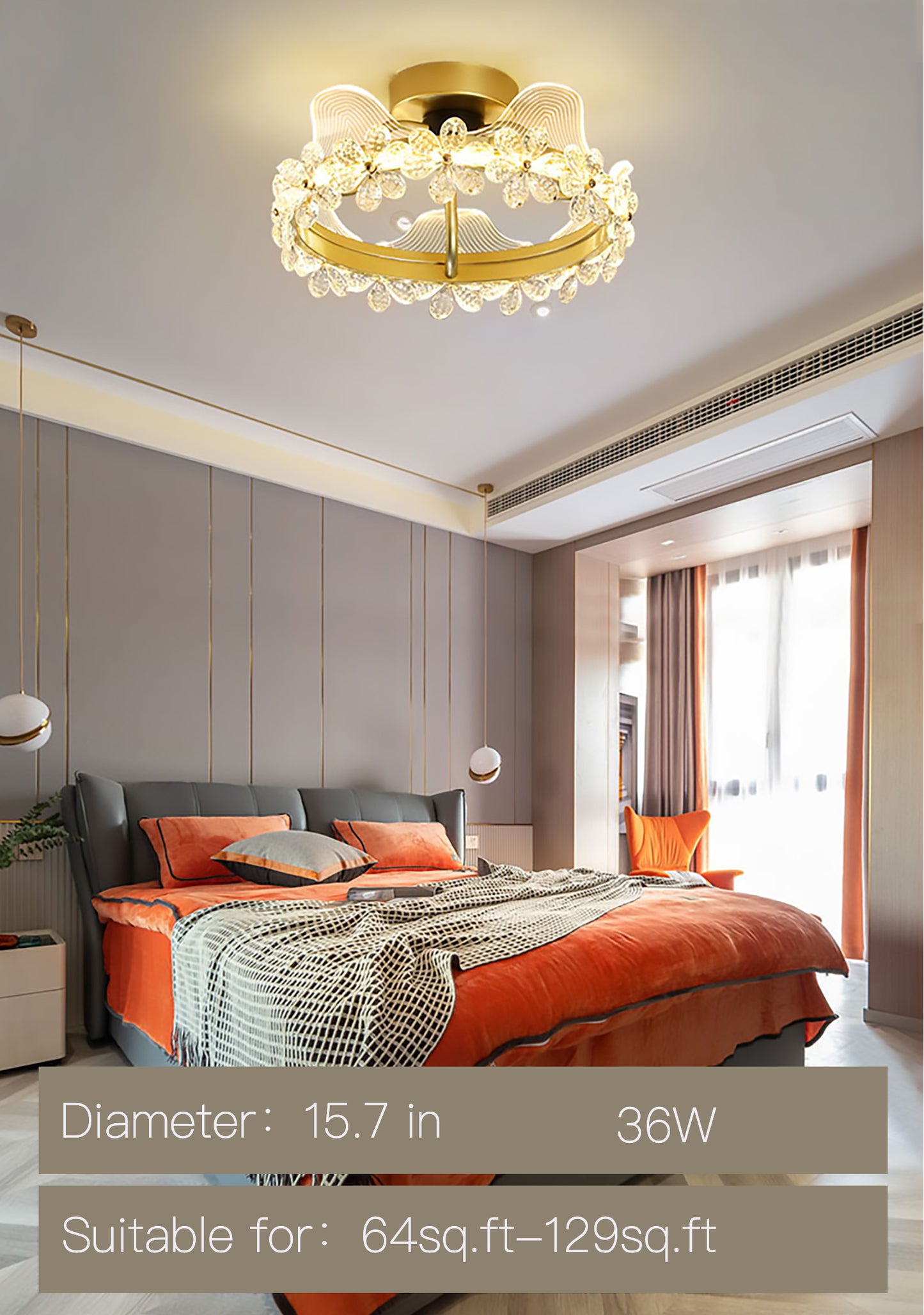 Surpassing Lighting Bedroom crystal ceiling lamp Nordic Light luxury creative personality simple