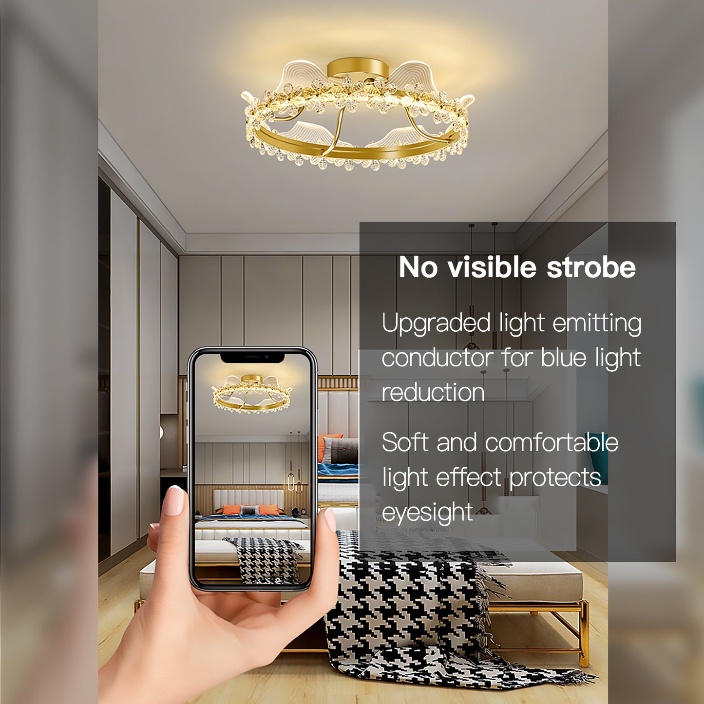 Surpassing Lighting Bedroom crystal ceiling lamp Nordic Light luxury creative personality simple